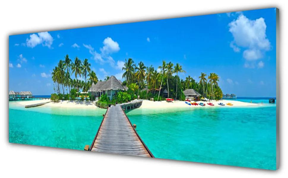 Obraz plexi Tropická pláž palmy 125x50 cm