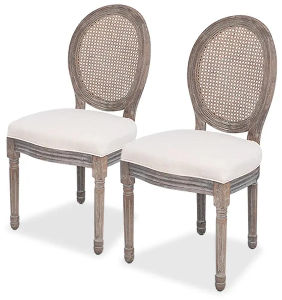 vidaXL Jedálenské stoličky 2 ks, krémové, látka