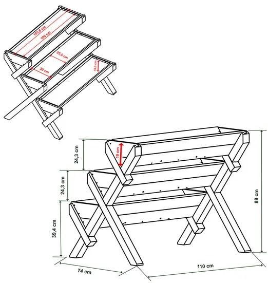 Habau Vyvýšený záhon Trio (100352288)