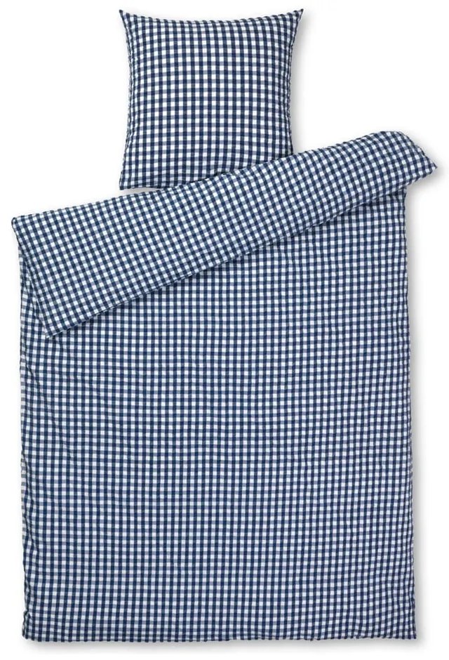 Bielo-tmavomodré krepové obliečky na jednolôžko 140x200 cm Bæk&amp;Bølge – JUNA