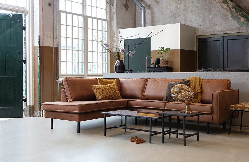 BePureHome Rodeo kožená rohová sedačka - Koňak, Ľavá