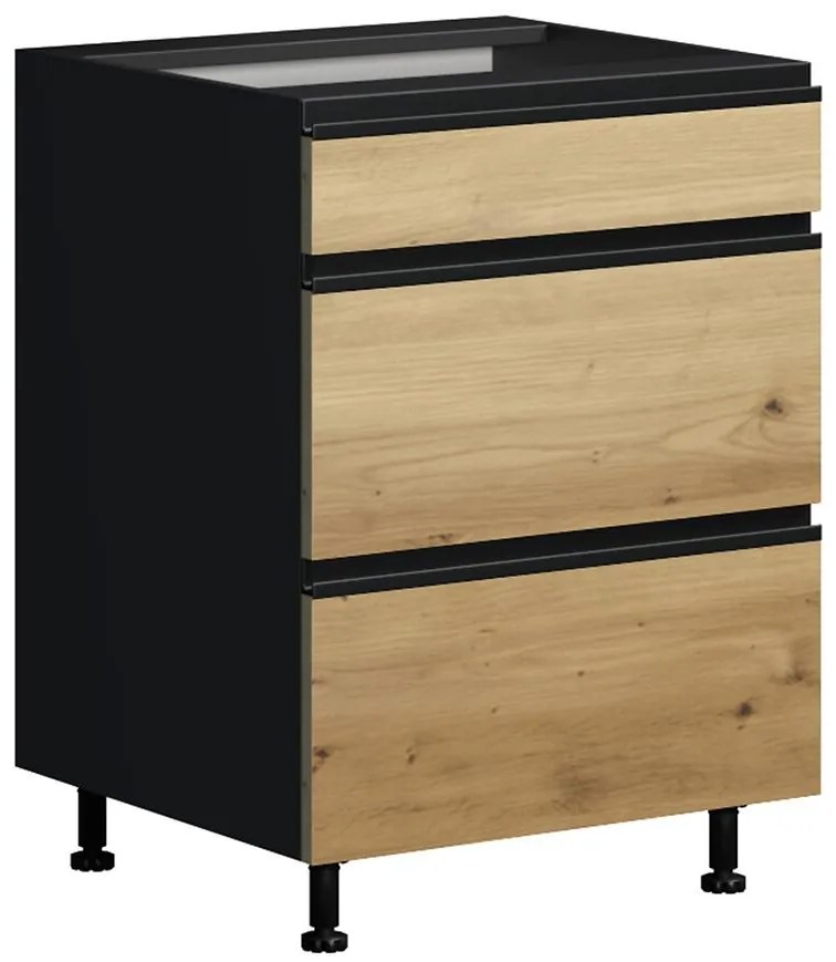 Kuchynská Skrinka Industry D60 3SZ METALBOX čierna/artisan