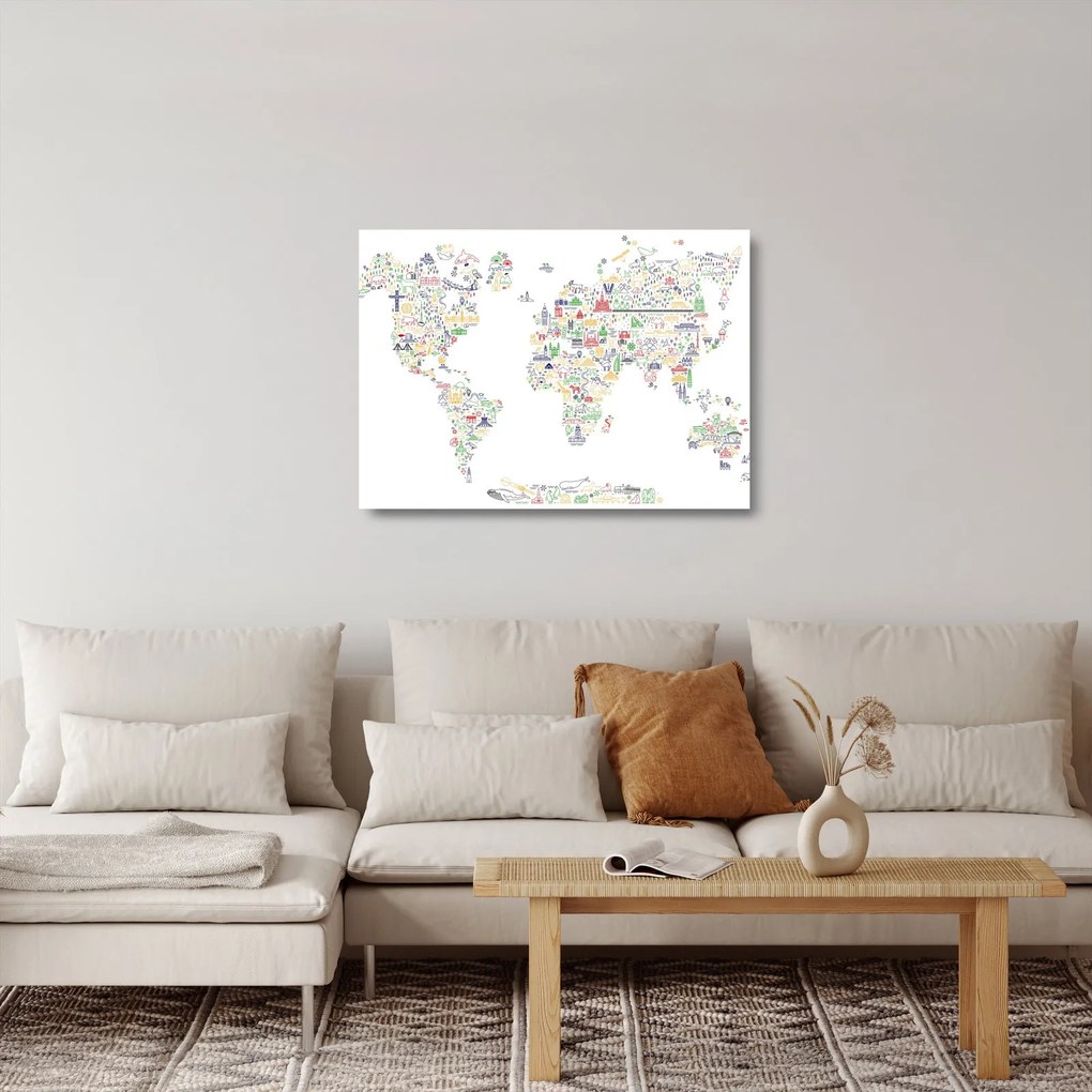 Sklenený obraz - Obrázková mapa (70x50 cm)