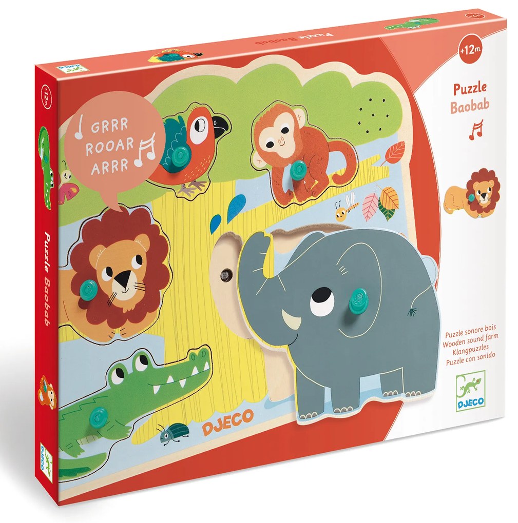 Vkladacie zvukové puzzle na doske - Baobab