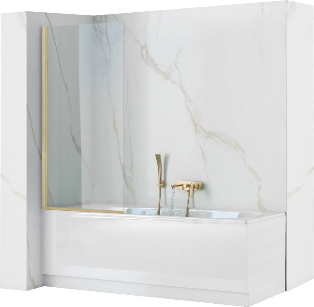 Vaňová zástena REA ELEGANT 70 cm, zlatá kartáčovaná/transparent