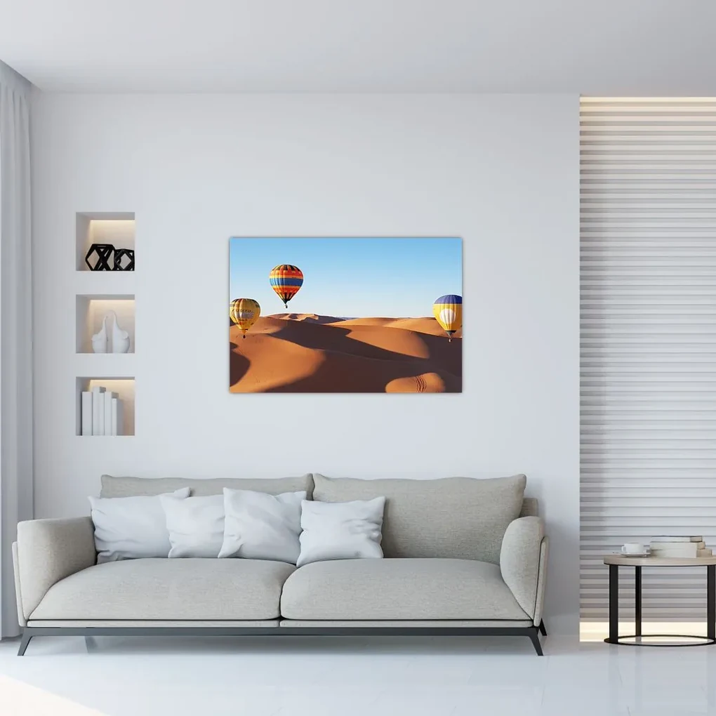 Obraz - lietajúce balóny v púšti (90x60 cm)