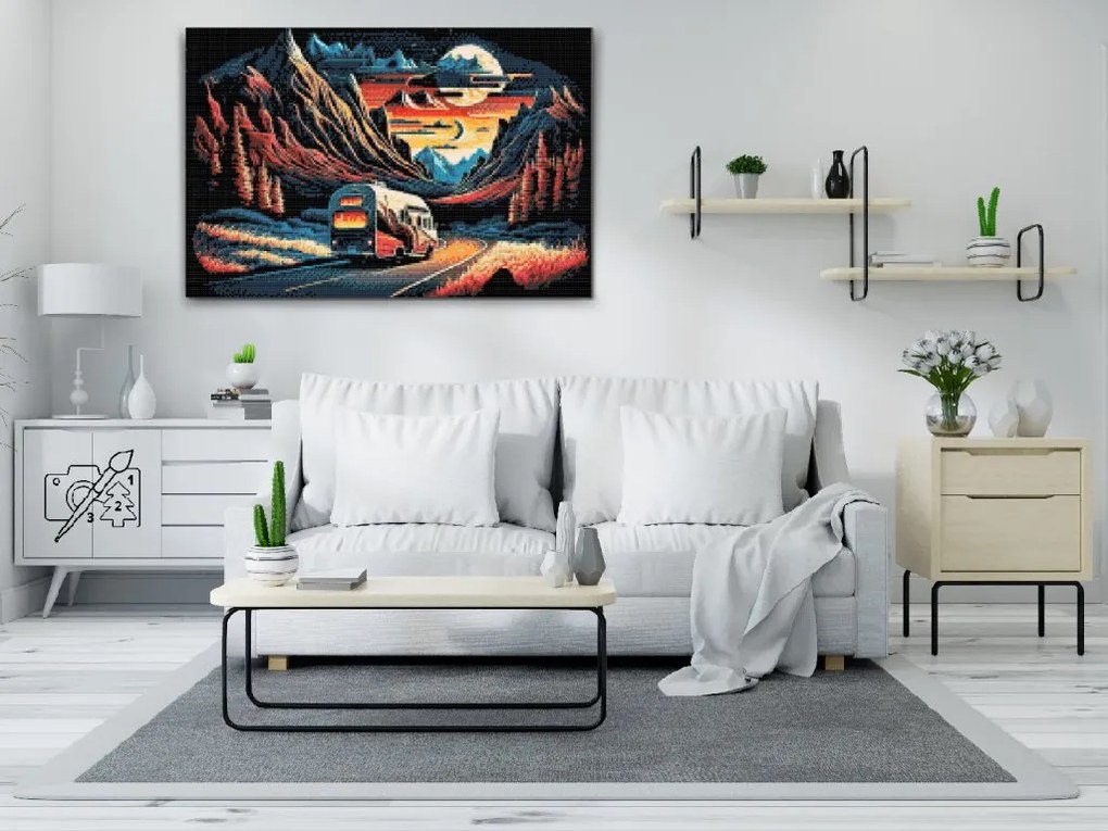 Gario Diamantové maľovanie Výlet do hôr Rozmery: 60 x 40 cm, Rámovanie: Iba zrolované plátno, Diamanty: Okrúhle