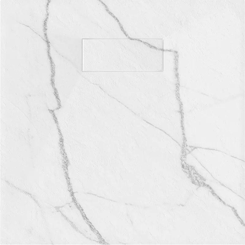 Mexen Hugo, štvorcová sprchová vanička SMC 80 x 80 cm, biely kameň, 42158080