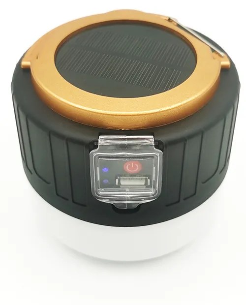 Bezdoteku LED solárne kempingové svetlo s USB čiernej, iPRO, 3 W, neutrálna biela