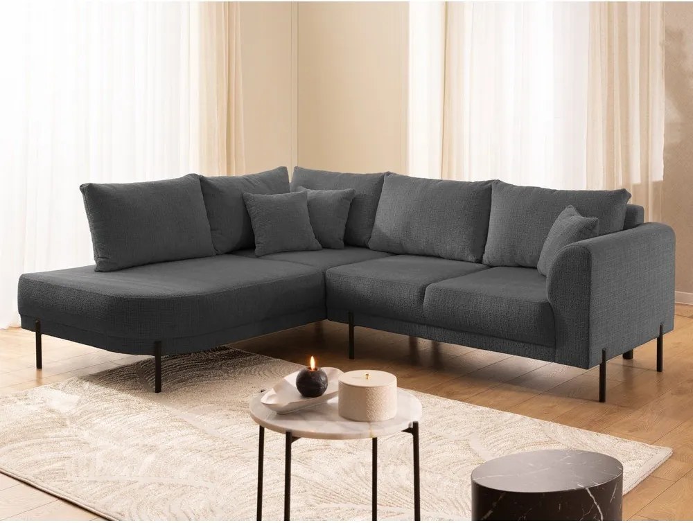 Tmavosivá ženilková rohová pohovka (ľavý roh/do L) Mauris – Ropez