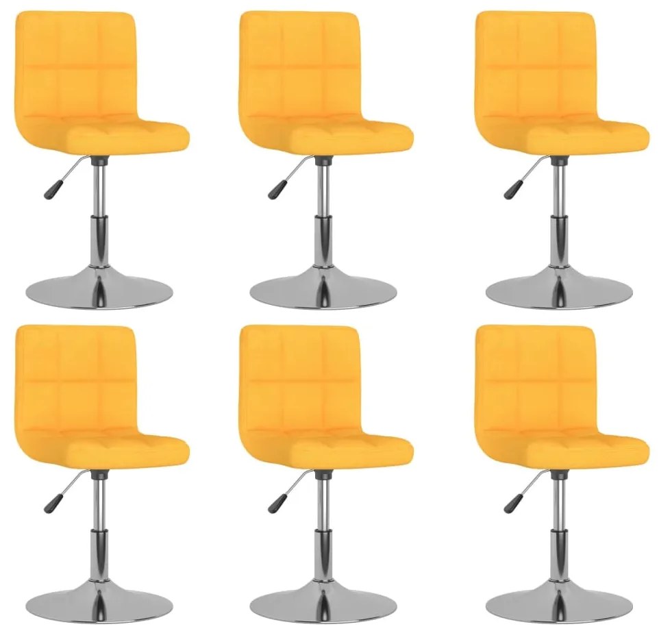 vidaXL Otočné jedálenské stoličky 6 ks žlté látkové