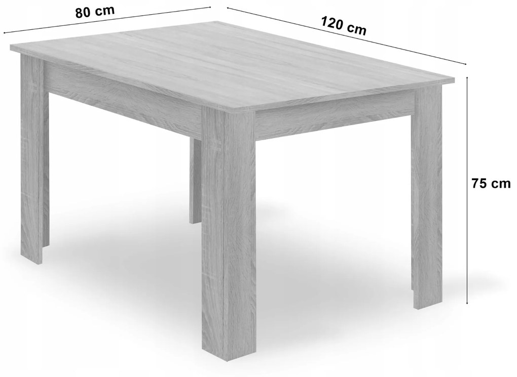 Obdĺžniková stolová súprava 120x80 čiernobiela + 4 stoličky OSAKA čierna