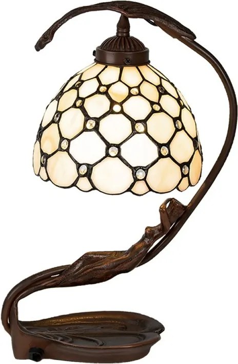 Krémová stolná lampa Tiffany Millie - 28 * 20 * 41 cm E14 / max 1 * 25W