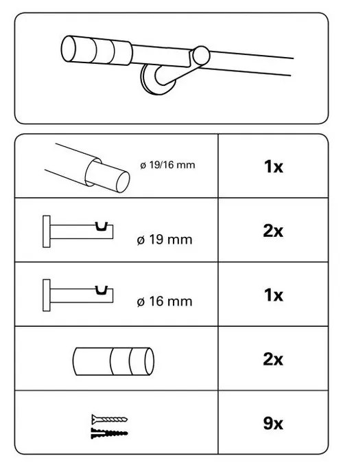 Kovová roztiahnuteľná garniža 120 - 210 cm Kreta - Gardinia