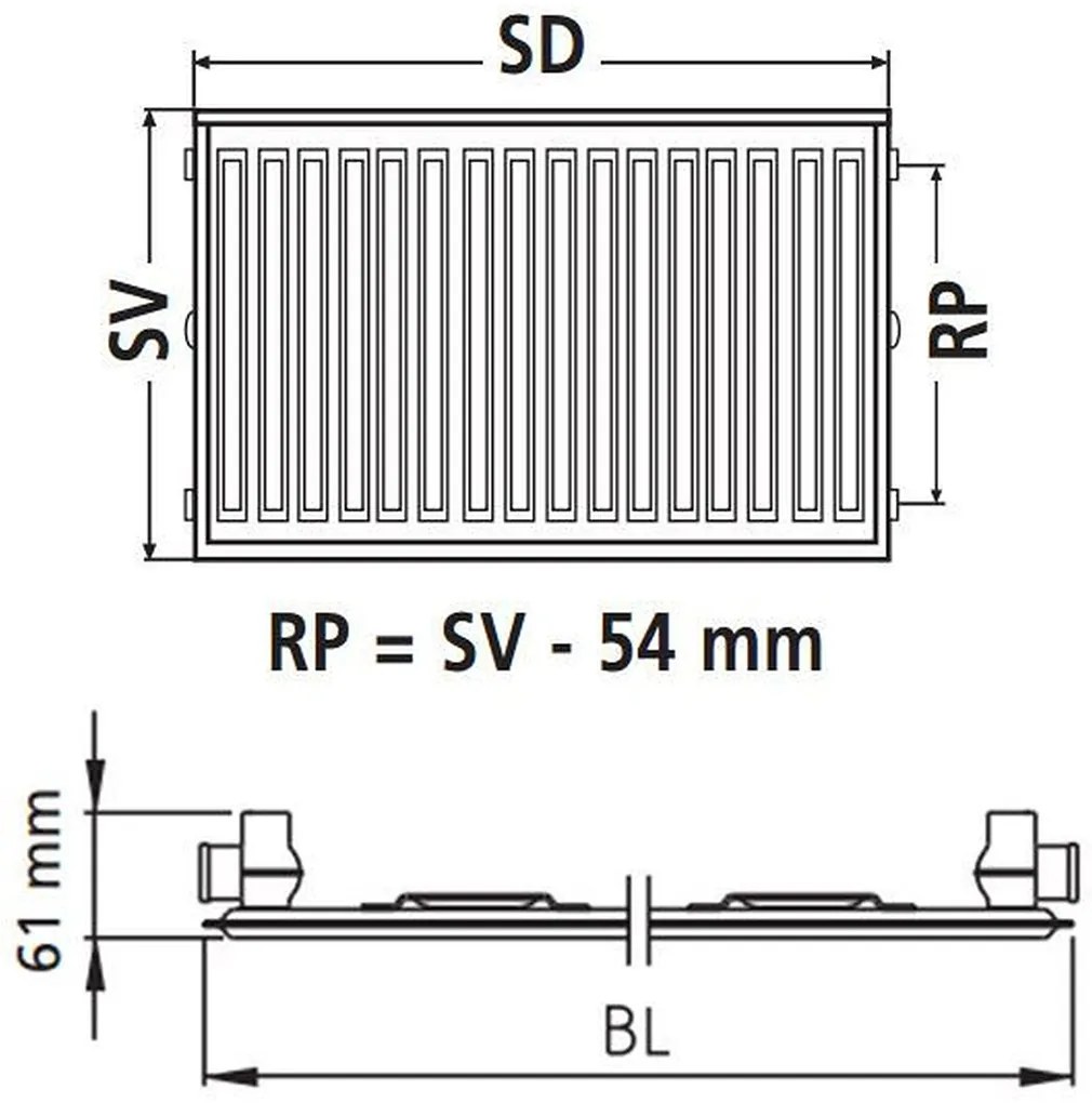Kermi Therm X2 Profil-kompakt doskový radiátor 10 600 / 1100 FK0100611