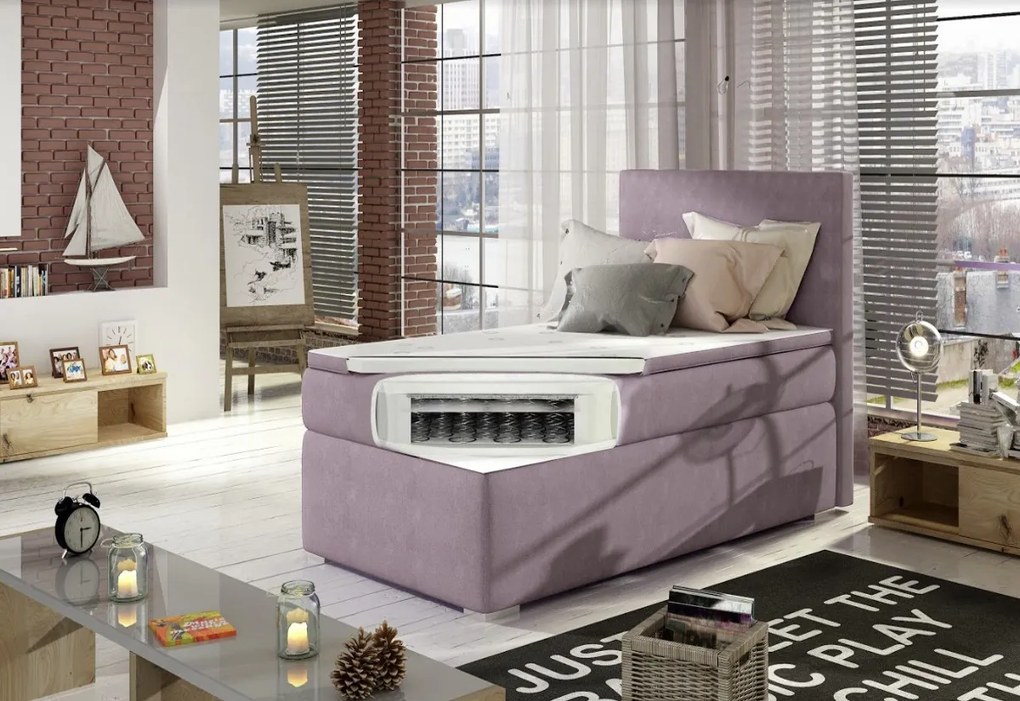 Čalúnená posteľ boxspring ROCCO, 90x200, sawana 14, levá