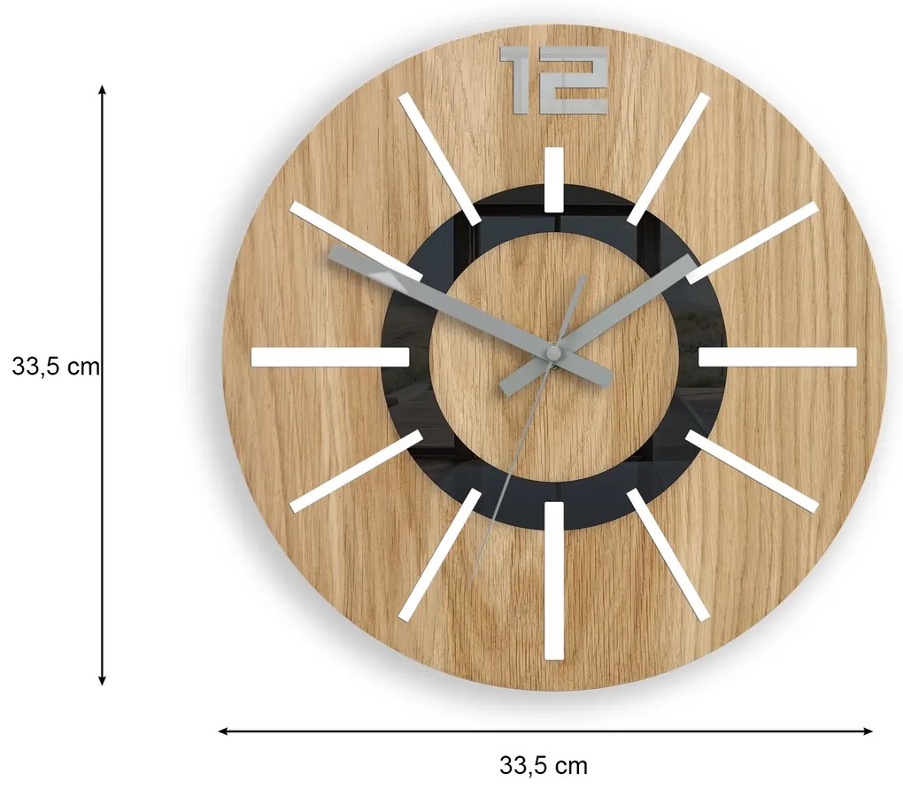 Dřevěné nástěnné hodiny Nordic 33 cm dub přírodní/bílé
