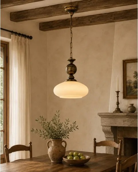 BRILAGI - Luster na reťazi MOLLERO 1xE27/15W/230V priemer 24 cm bronz/patina