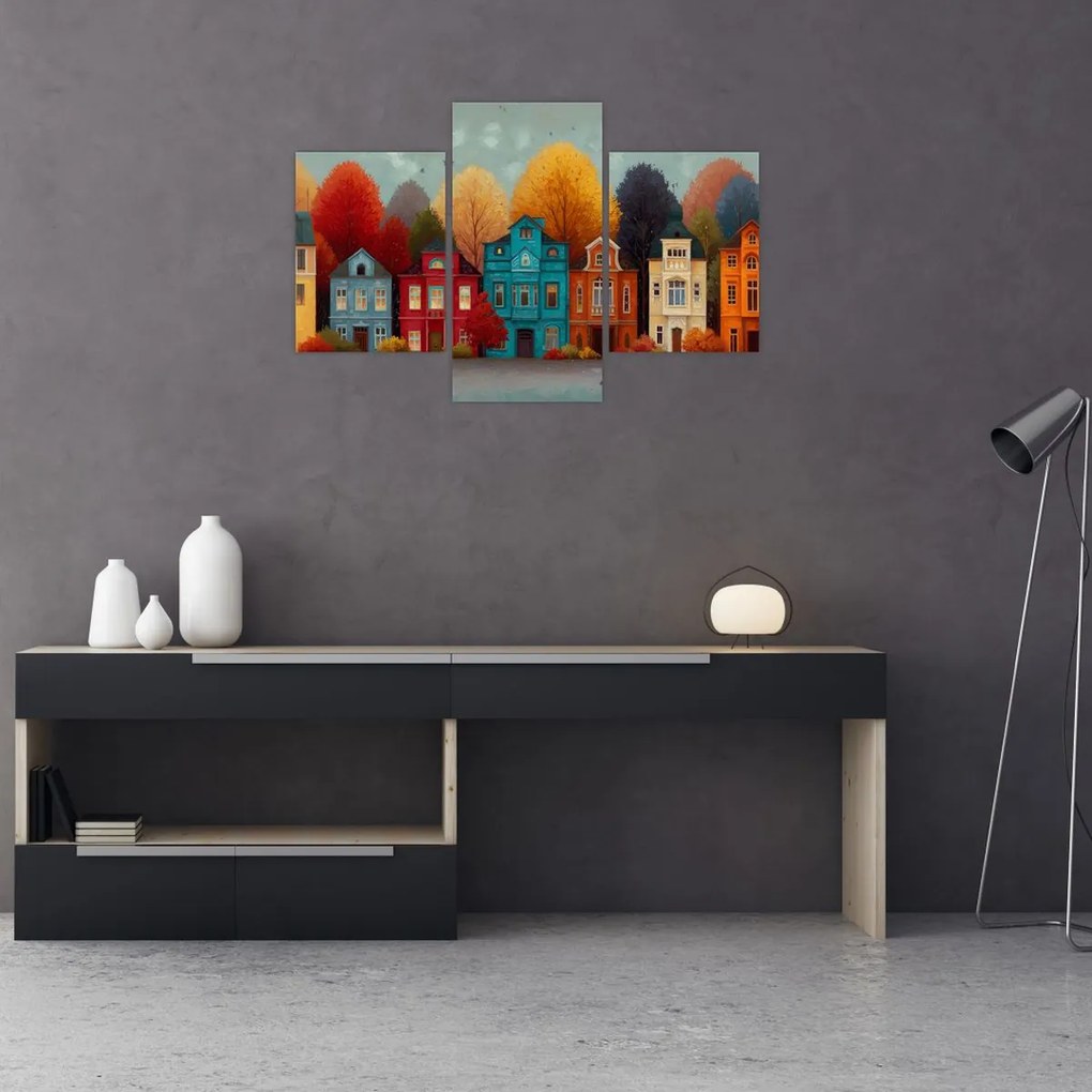 Obraz - Maľované jesenné mesto (90x60 cm)