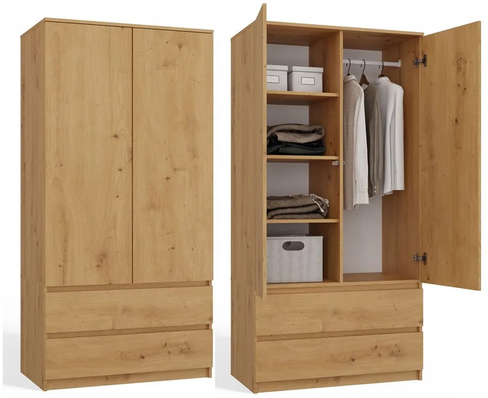 Šatníková skriňa Musecalo 1 (dub artisan). Akcia -20%. Vlastná spoľahlivá doprava až k Vám domov. 1132723