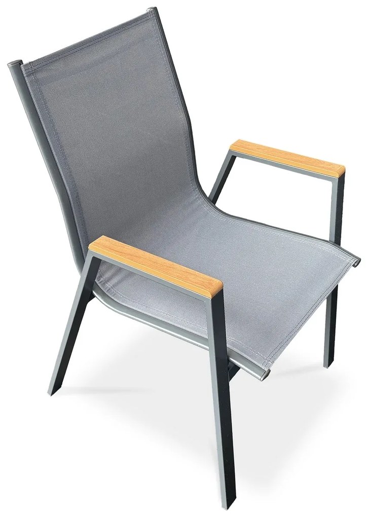Autronic Záhradná stolička, kov, textil, sivá, AZC-S1050 GREY