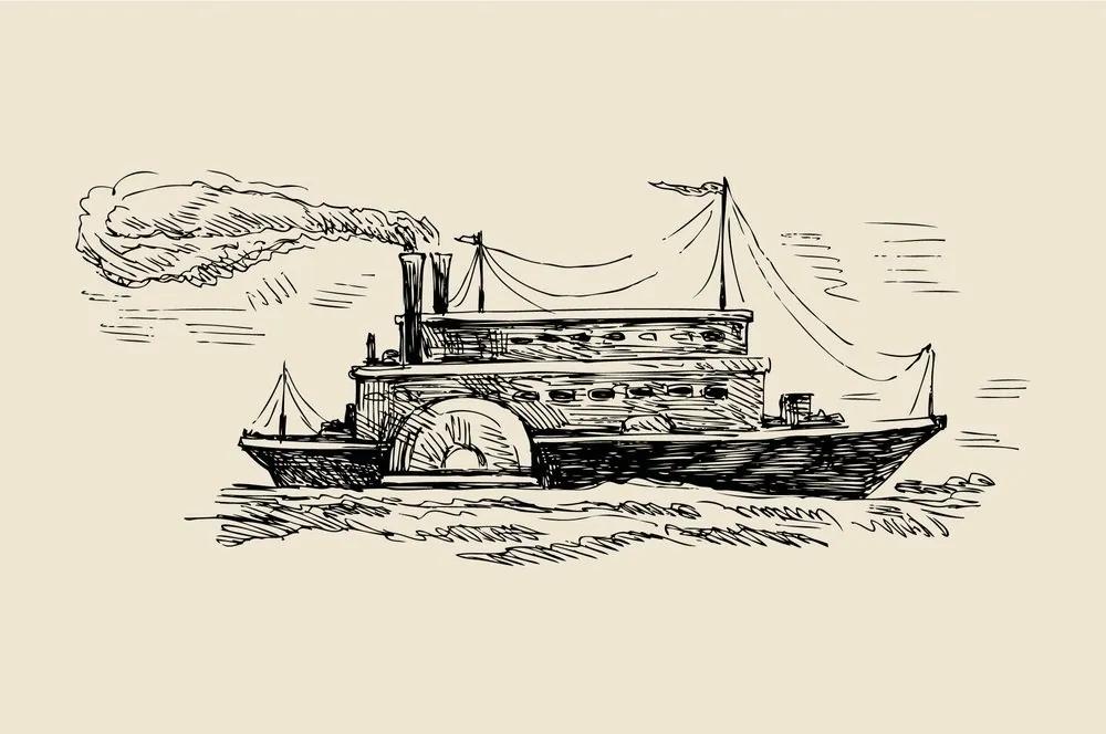 Samolepiaca tapeta veľkolepá loď v retro prevedení - 300x200