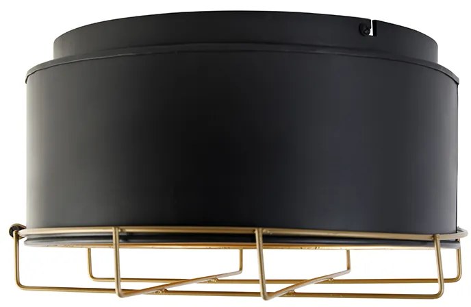 Priemyselné stropné svietidlo čierne so zlatom 35 cm - Barril