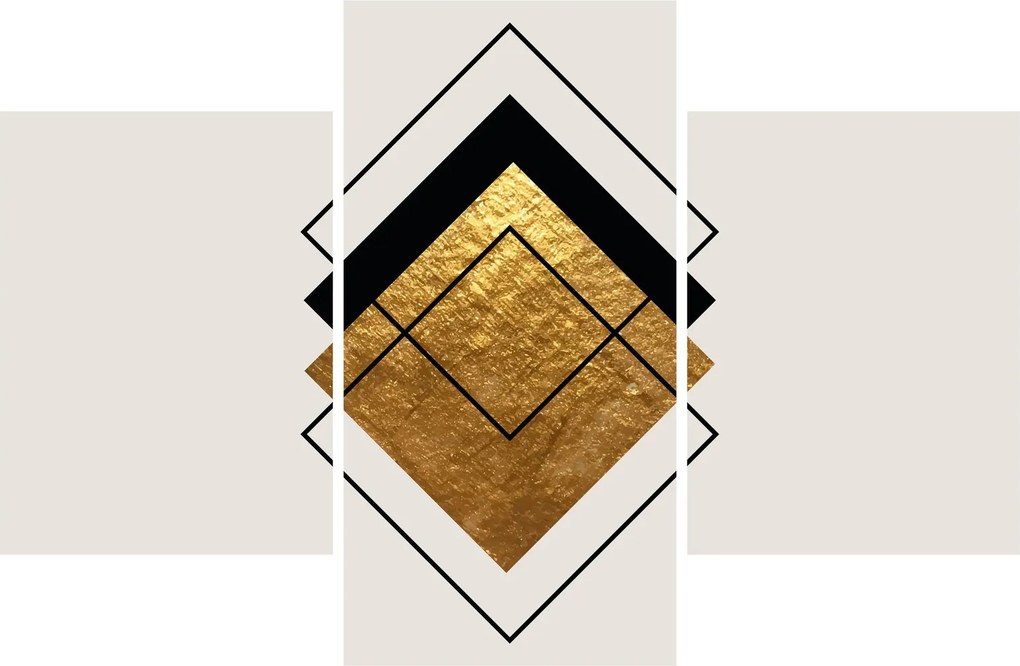Obraz - Abstrakcia zlatá a biela N⁰1 (90x60 cm)