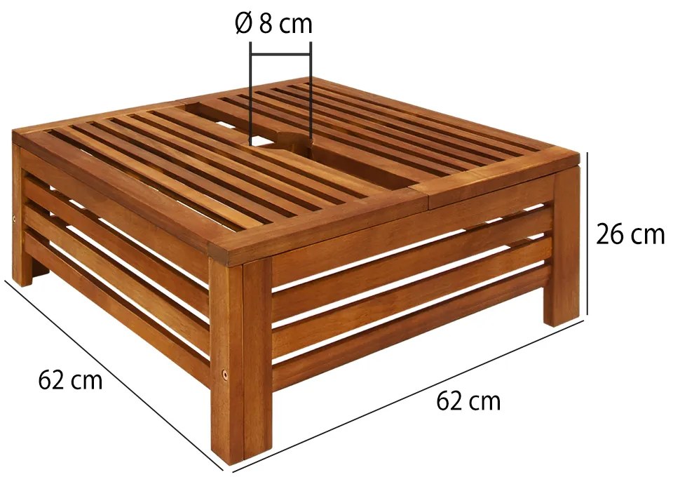 InternetovaZahrada Kryt stojanu na slnečník 62x62x26 cm - agát