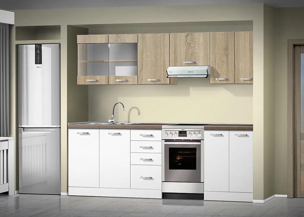 Nabytekmorava Moderná kuchynská linka Orinoko N001 pracovná doska: Valentino sivé ( F147), farba dvierok: Biela