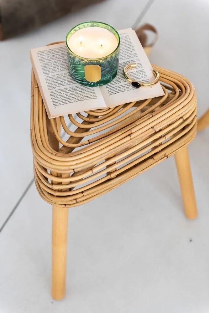 Prírodný ratanový odkladací stolík Triangle Rattan - 40*40*42 cm