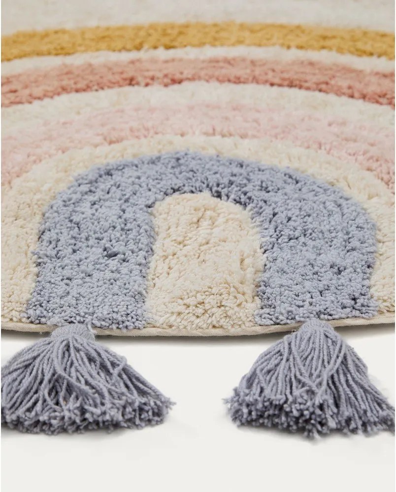 Slonovinový prateľný/ručne tkaný bavlnený detský koberec ø100 cm Tadea – Kave Home