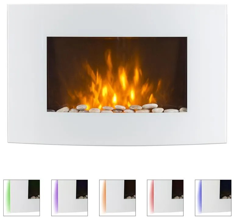 Klarstein Lausanne, elektrický krb, 2000 W, LED plamene, diaľkové ovládanie, biely