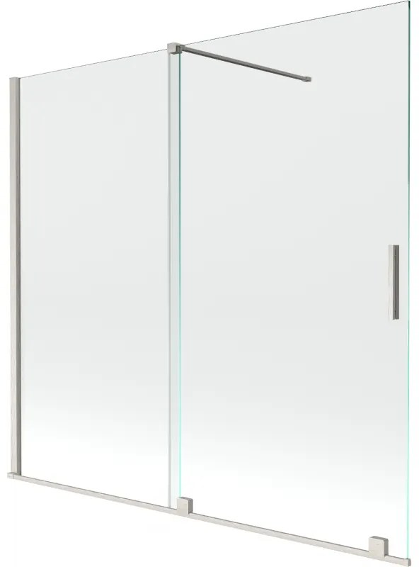 Mexen Velar, 2-krídlová posuvná vaňová zástena 170 x 150 cm, 8mm číre sklo, brúsená oceľ, 896-170-000-01-97