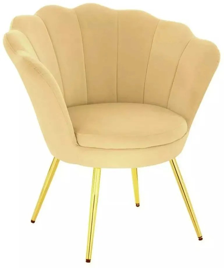 LuxuryForm DESIGN Kreslo FREY VELUR so zlatými nohami - medové