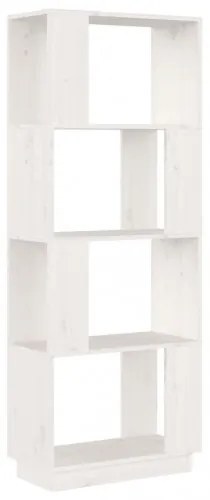 vidaXL Knižnica/deliaca stena biela 51x25x132 cm masívna borovica-