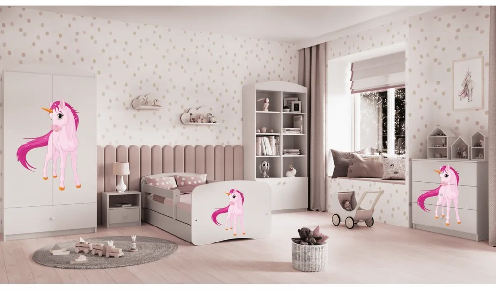 Komoda Babydreams 80 cm jednorožec biela
