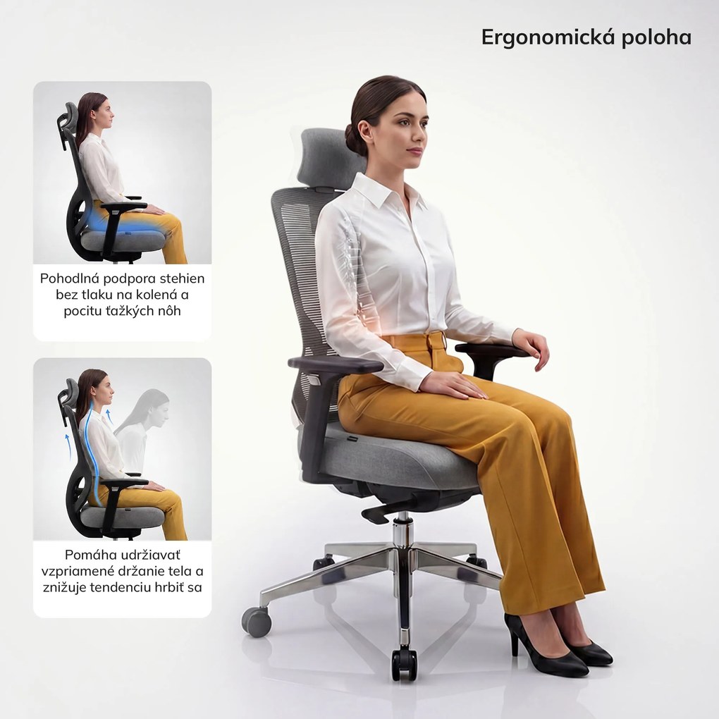 Ergonomická kancelárska stolička so sieťovinou tmavosivá AXIS