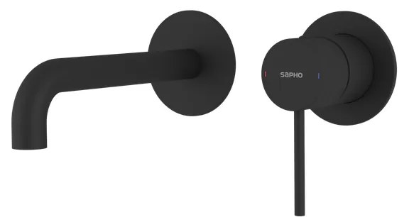 Sapho Sapho, ULTRAMIX 2-prvková podomietková umývadlová batéria, hubica 20cm, čierná mat, UT018B