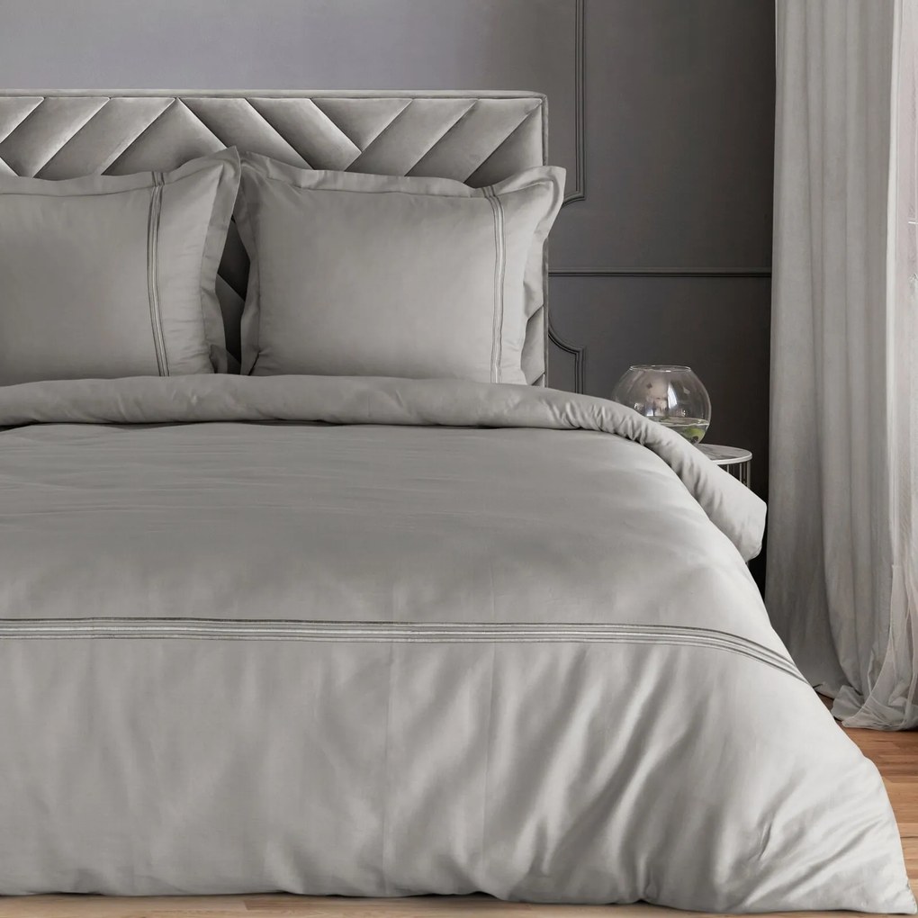 SATÉNOVÉ OBLIEČKY HAFT4 160X200 CM, 2 KS 70X80 CM STRIEBORNÁ