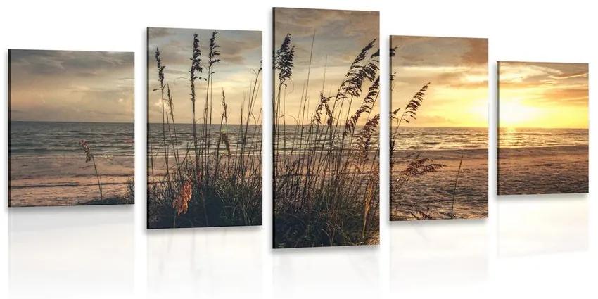 5-dielny obraz západ slnka na pláži Varianta: 200x100