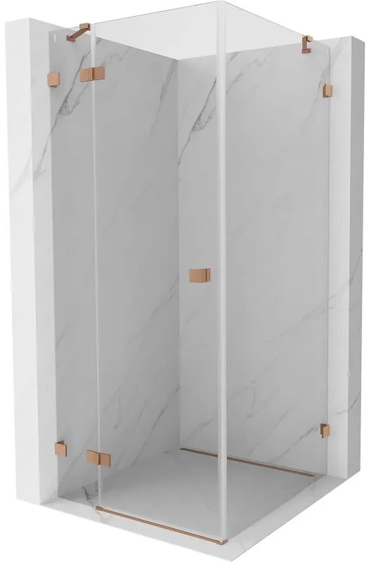 Mexen Lunar, 1-krídlový sprchový kút, ľavý, 70 x 70 cm, 8mm číre sklo, medený profil, 834-070-070-65-00-L