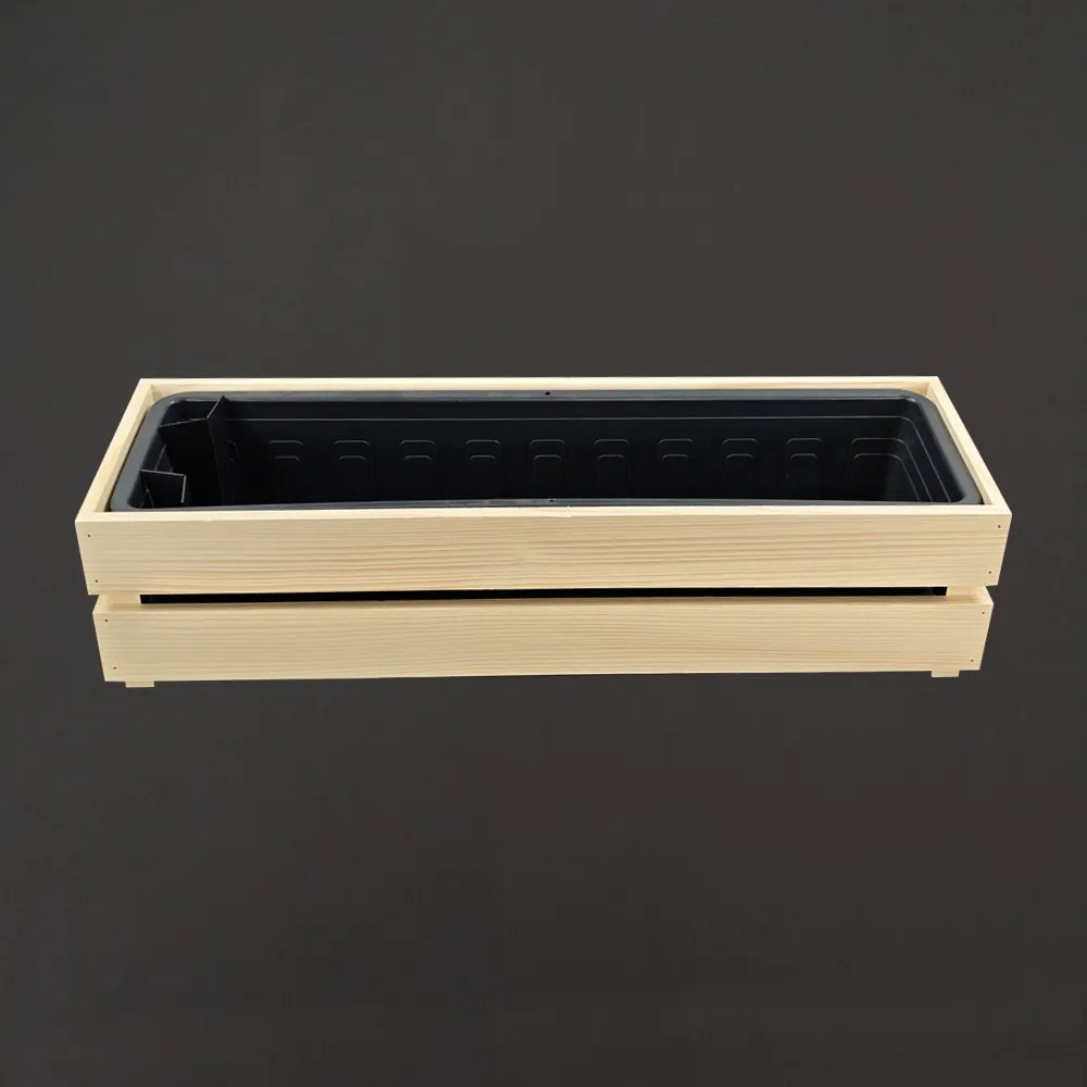 AMADEA Drevený obal s truhlíkom prírodný, 61,2x19,6x15cm, český výrobok