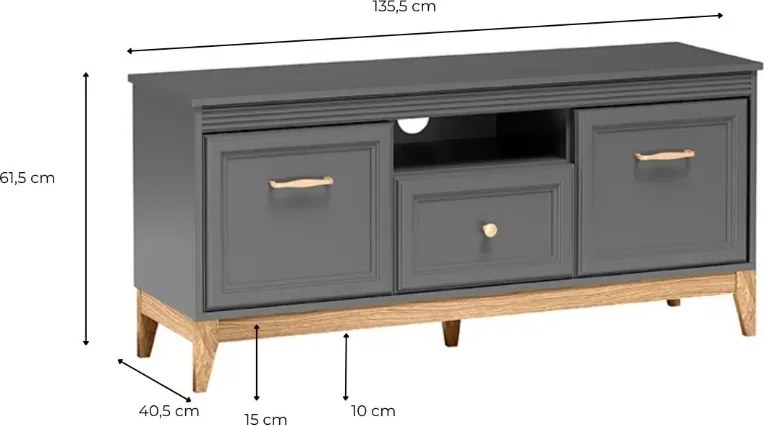 TV stolík ARLIN diamantovo sivá 136 cm
