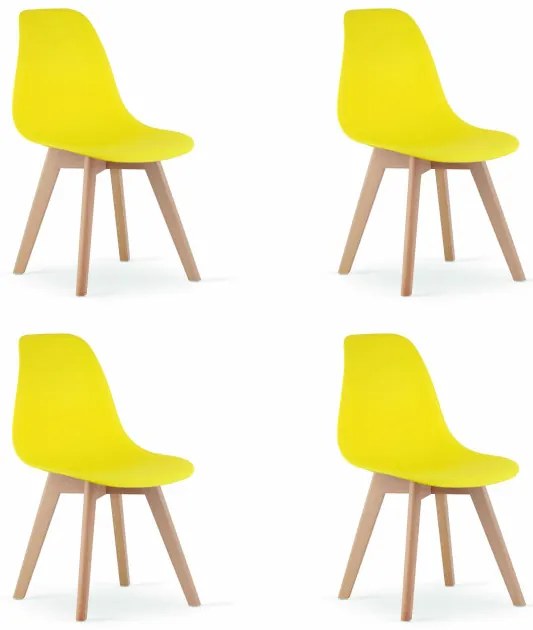 Set styroch jedálenských stoličiek KITO žlté / naturálne nohy (4 ks)