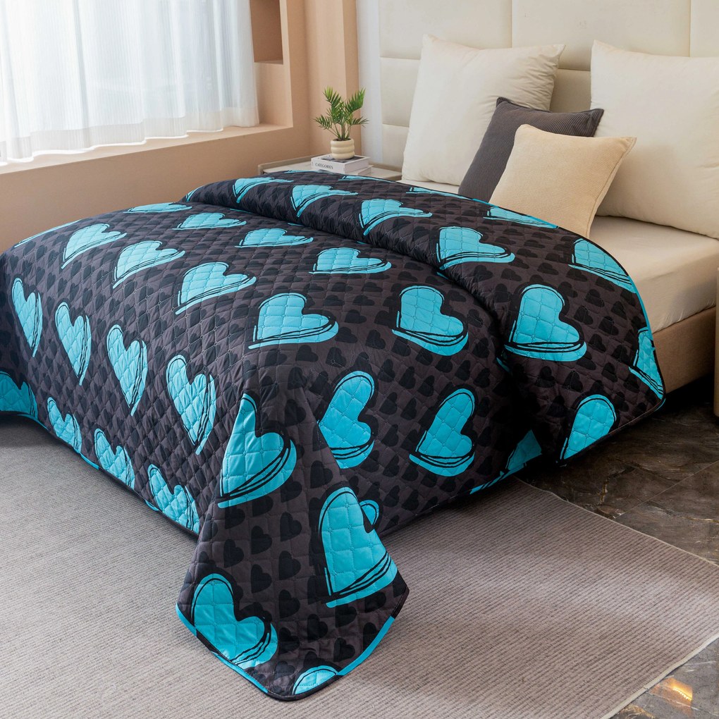 Prehoz na posteľ KASUGA, tyrkysový Rozmer: 170 x 210 cm