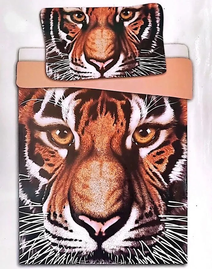 Obliečky Tiger Bavlna 70x90 140x200 cm