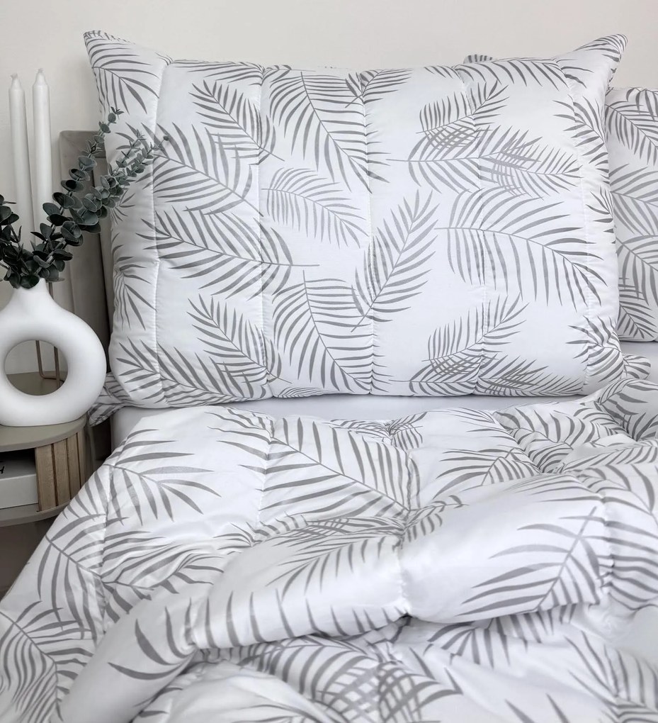 Set paplón + vankúš Elegantné listy 140x200/70x90 cm – mikrovlákno, duté vlákno, celoročné použitie