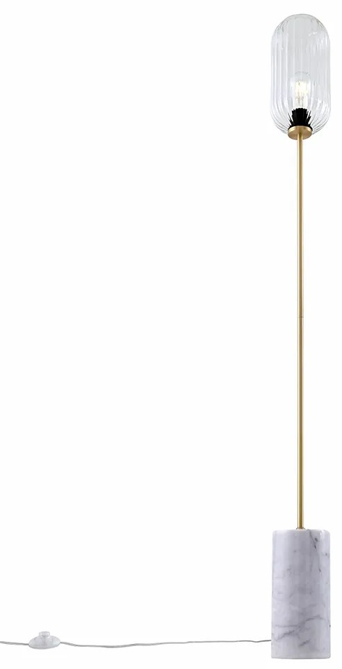 Stojaca lampa v štýle Art Deco mosadz s priehľadným sklom - Rid