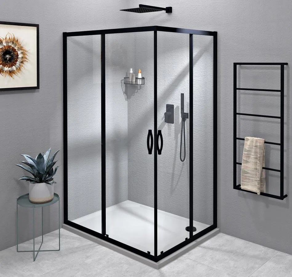 Gelco Gelco, SIGMA SIMPLY BLACK obdĺžniková sprchová zástena 1000x900 mm, L/P varianta, rohový vstup, GS2110BGS2190B